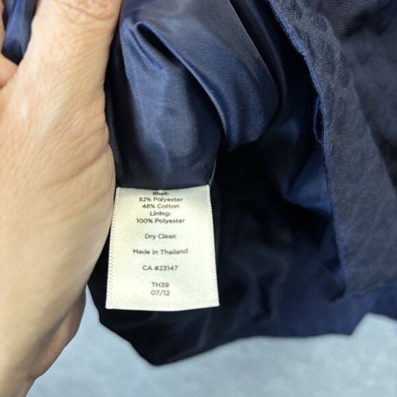 Talbots Cropped Jacket 22 P Mod Collar Polka Dot Texture 3/4 Sleeve Navy Blue - Picture 9 of 10
